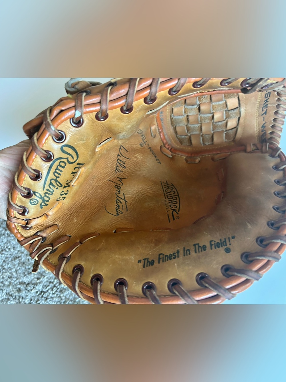 Vintage Rawlings First Base Mitt RFM35 Willie Montanez LHT Fastback Basket Web